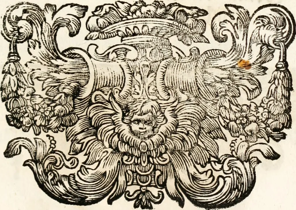 An illustration from Magnus in ortu; maximus in meridie; major in occasu : semperque serenissimus principum sol Maximilianus Emanuel, utr. Bav. & Palat. Sup. Dux., Com. Pal. Rheni, S.R. Imp. Archidap. & Elector, Landr. Leucht. &c., seu, Apparatus funebris litterarius extremis honoribus ejusdem Serenmi. ac Potentissimi Princ. Electoris adornatus, cùm in Elect. Templo Cler. Reg. solennes exequiae eidem piissimè defuncto electori celebrarentur, 1727, leaf 202