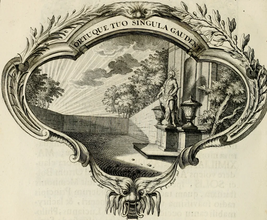 An illustration from Magnus in ortu; maximus in meridie; major in occasu : semperque serenissimus principum sol Maximilianus Emanuel, utr. Bav. & Palat. Sup. Dux., Com. Pal. Rheni, S.R. Imp. Archidap. & Elector, Landr. Leucht. &c., seu, Apparatus funebris litterarius extremis honoribus ejusdem Serenmi. ac Potentissimi Princ. Electoris adornatus, cùm in Elect. Templo Cler. Reg. solennes exequiae eidem piissimè defuncto electori celebrarentur, 1727, leaf 59