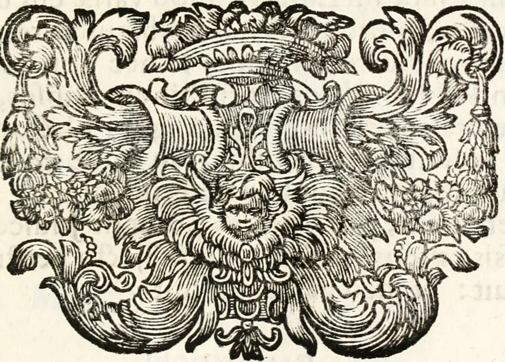 An illustration from Magnus in ortu; maximus in meridie; major in occasu : semperque serenissimus principum sol Maximilianus Emanuel, utr. Bav. & Palat. Sup. Dux., Com. Pal. Rheni, S.R. Imp. Archidap. & Elector, Landr. Leucht. &c., seu, Apparatus funebris litterarius extremis honoribus ejusdem Serenmi. ac Potentissimi Princ. Electoris adornatus, cùm in Elect. Templo Cler. Reg. solennes exequiae eidem piissimè defuncto electori celebrarentur, 1727, leaf 96