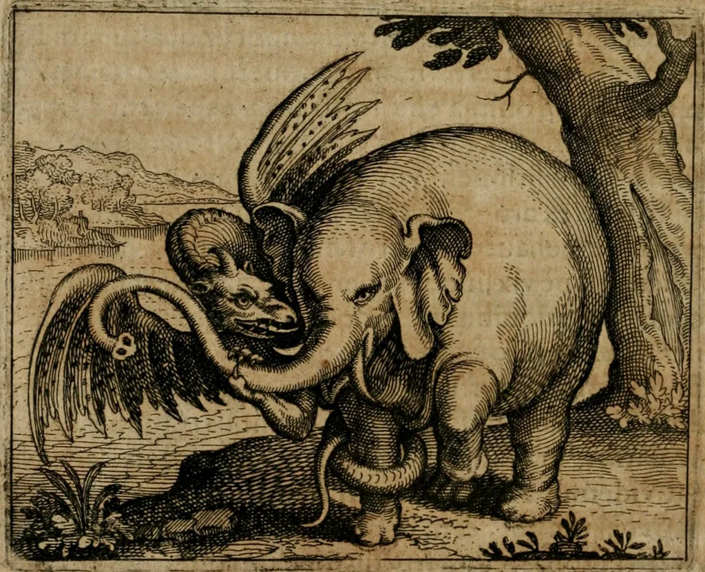 An illustration from Michaelis Majeri Viatorium, hoc est, De montibvs planetarvm septem seu metallorum : tractatus tam utilis, quàm perspicuus, quo, ut indice mercuriali in triviis, vel Ariadnêo filo in labyrintho, seu cynosurâ in oceano chymicorum errorum immenso, quilibet rationalis, veritatis amans, ad illum, qui inmontibus sese abdidit De Rubea-petra Alexicacum, omnibus medicis desideratum, investigandum, uti poterit, 1618, leaf 57