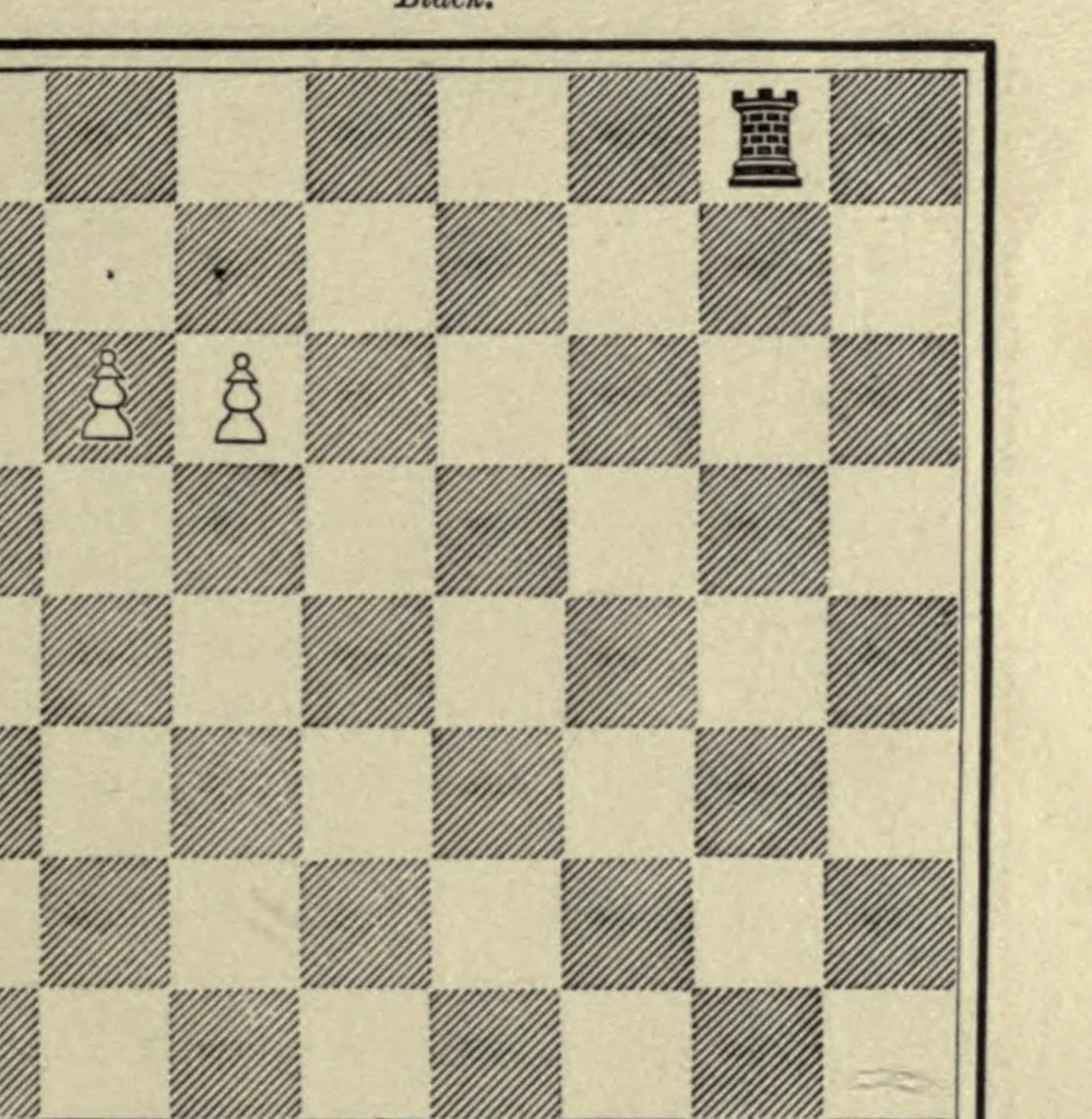 An illustration from The major tactics of chess: a treatise on evolutions; the proper employment of the forces in strategic, tactical, and logistic planes, 1898, leaf 255