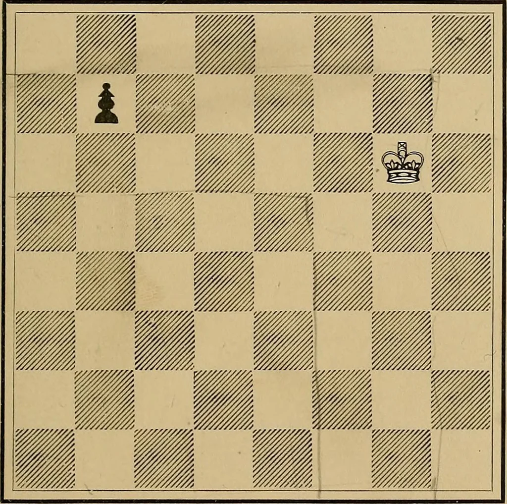 An illustration from The major tactics of chess: a treatise on evolutions; the proper employment of the forces in strategic, tactical, and logistic planes, 1898, leaf 166