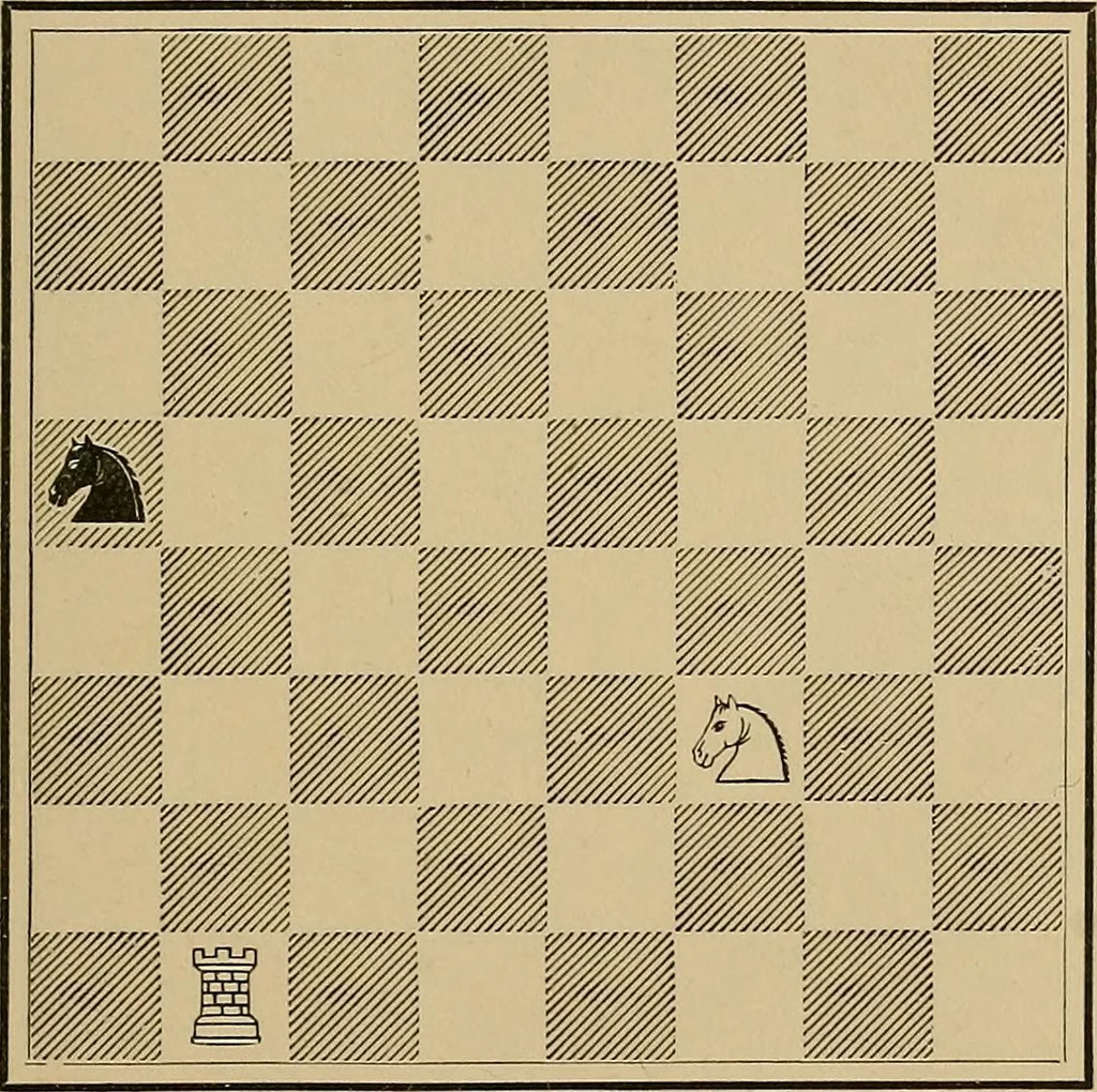 An illustration from The major tactics of chess: a treatise on evolutions; the proper employment of the forces in strategic, tactical, and logistic planes, 1898, leaf 176