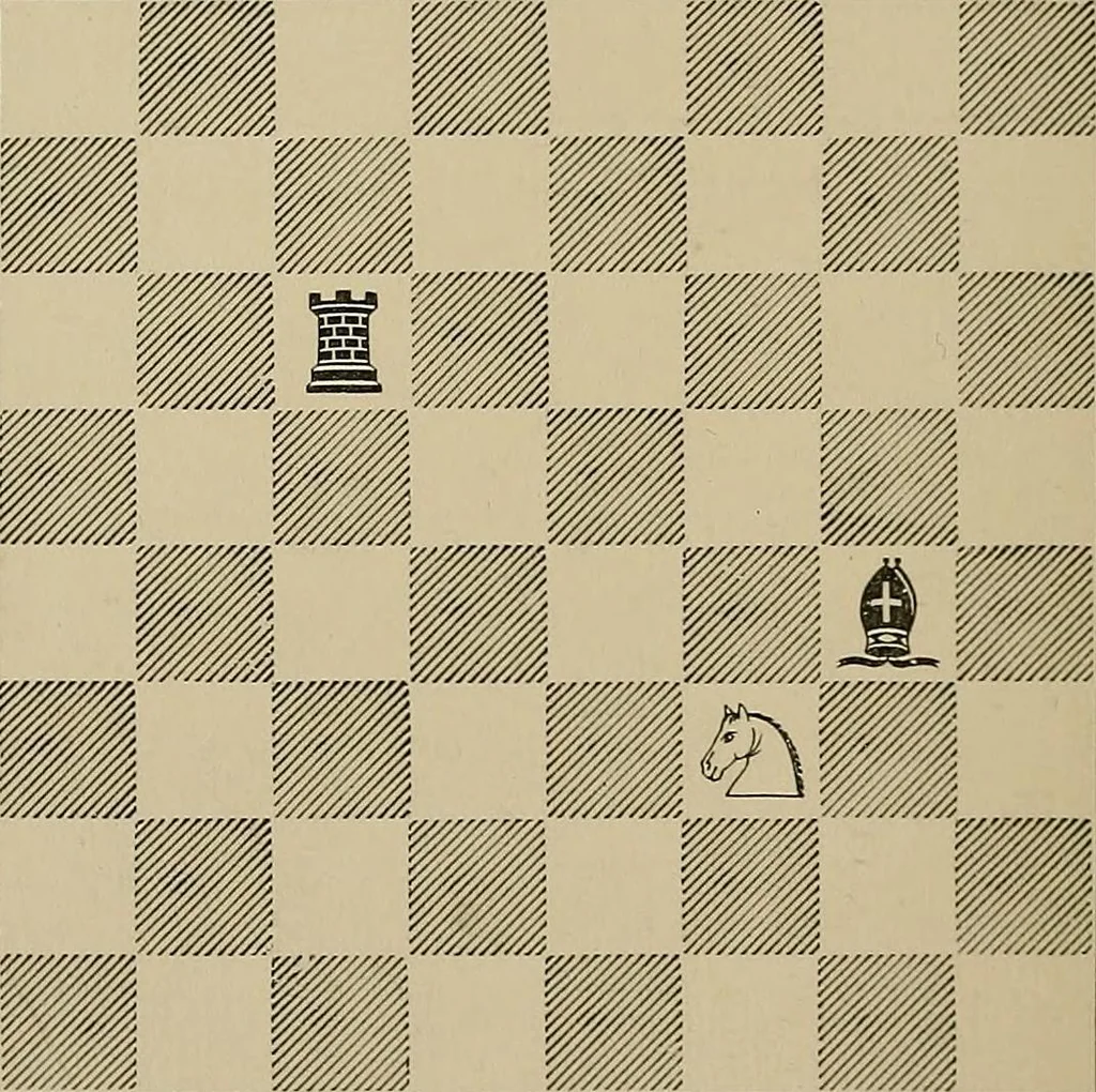 An illustration from The major tactics of chess: a treatise on evolutions; the proper employment of the forces in strategic, tactical, and logistic planes, 1898, leaf 183
