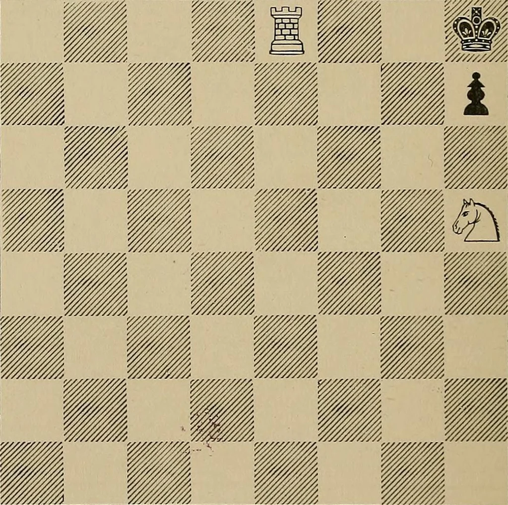 An illustration from The major tactics of chess: a treatise on evolutions; the proper employment of the forces in strategic, tactical, and logistic planes, 1898, leaf 273