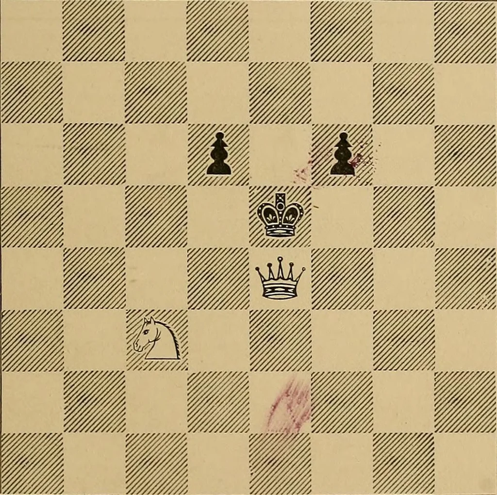 An illustration from The major tactics of chess: a treatise on evolutions; the proper employment of the forces in strategic, tactical, and logistic planes, 1898, leaf 276
