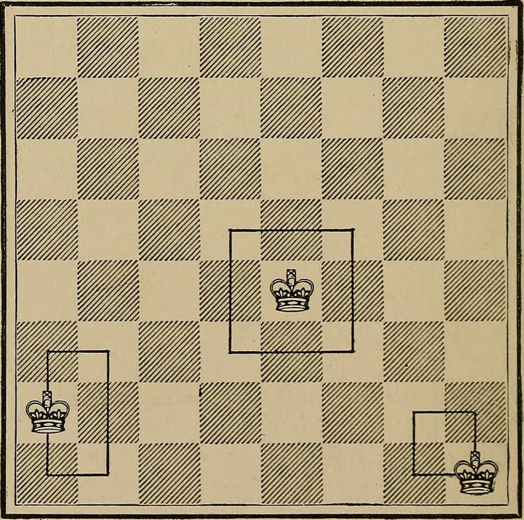 An illustration from The major tactics of chess: a treatise on evolutions; the proper employment of the forces in strategic, tactical, and logistic planes, 1898, leaf 33