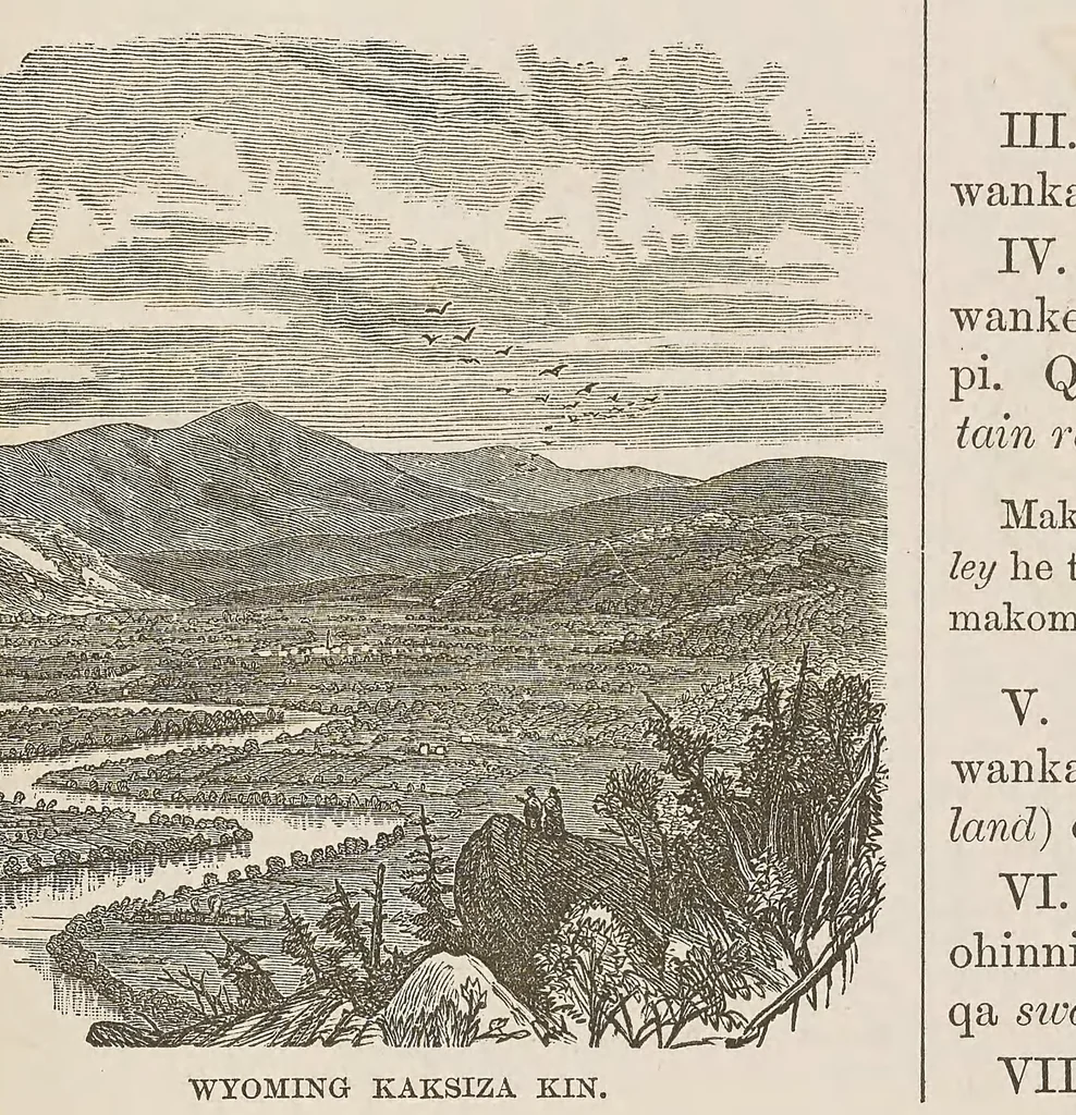 An illustration from Maka-oyakapi. Guyot's Elementary geography, in the Dakota language, 1876, leaf 21