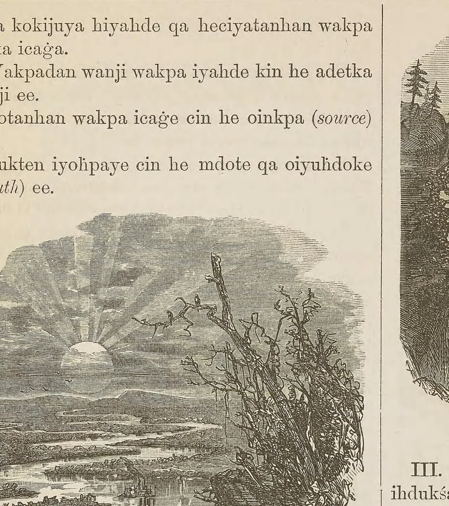 An illustration from Maka-oyakapi. Guyot's Elementary geography, in the Dakota language, 1876, leaf 23