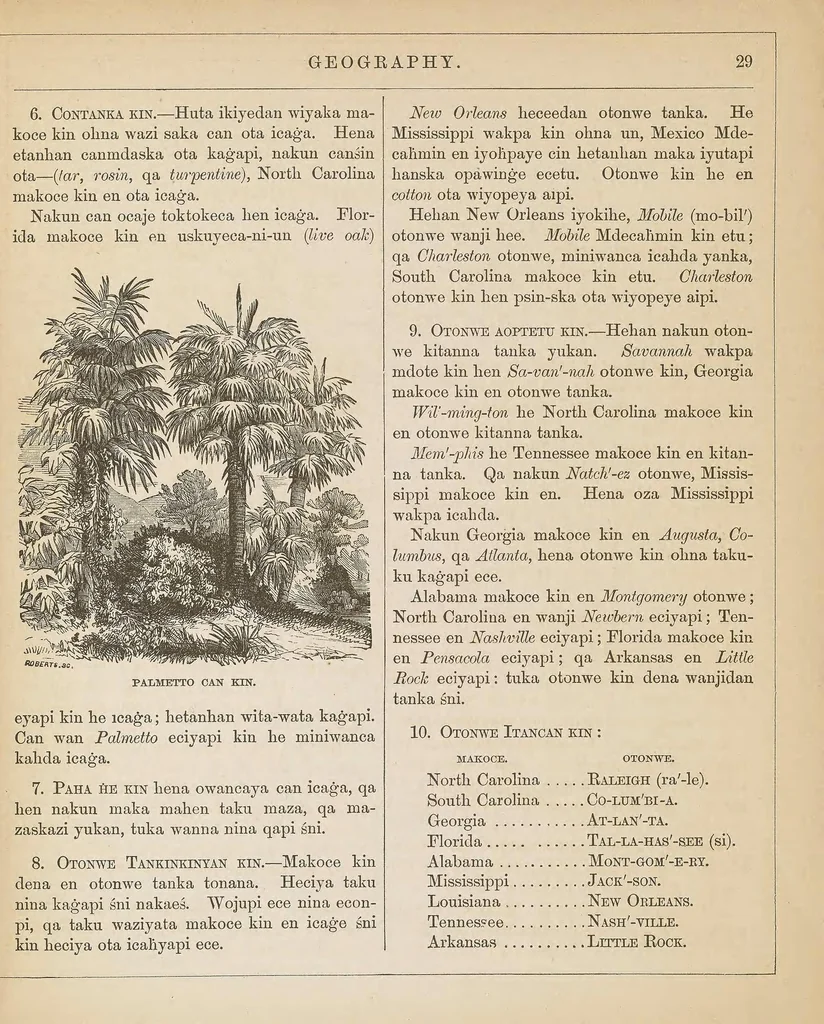 An illustration from Maka-oyakapi. Guyot's Elementary geography, in the Dakota language, 1876, leaf 35