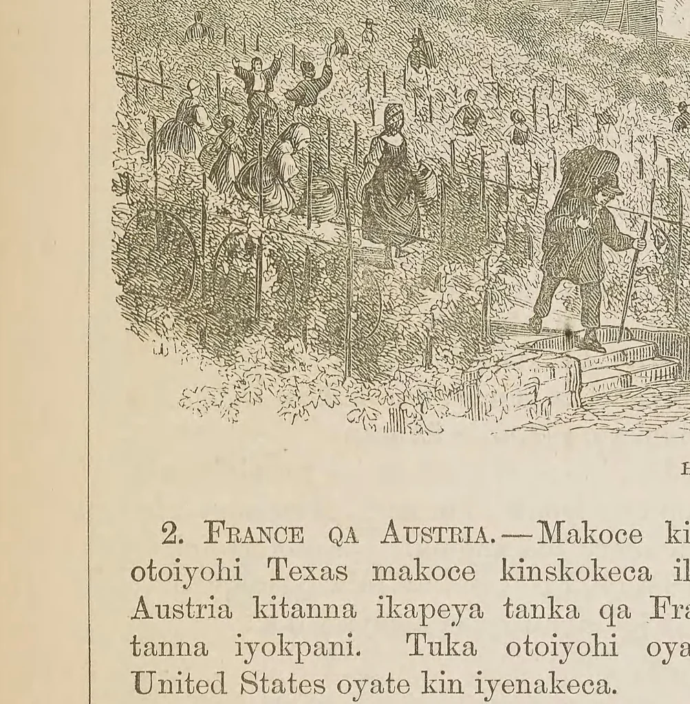 An illustration from Maka-oyakapi. Guyot's Elementary geography, in the Dakota language, 1876, leaf 68
