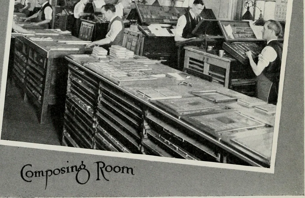 An illustration from The making of a book, 1915, leaf 7