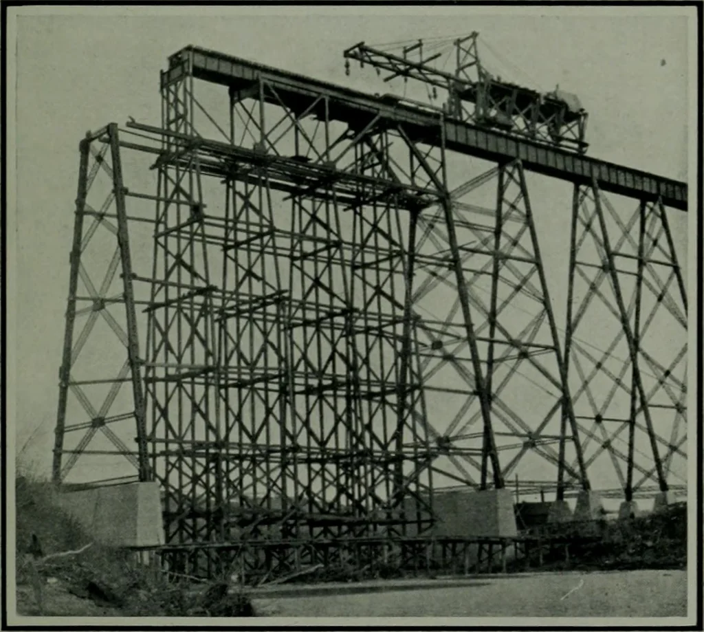 An illustration from The making of a great Canadian railway ; the story of the search for and discovery of the route, and the construction of the nearly completed Grand Trunk Pacific Railway from the Atlantic to the Pacific, with some account of the hardships and stirring adventures of its constructors in unexplored country, 1912, leaf 368