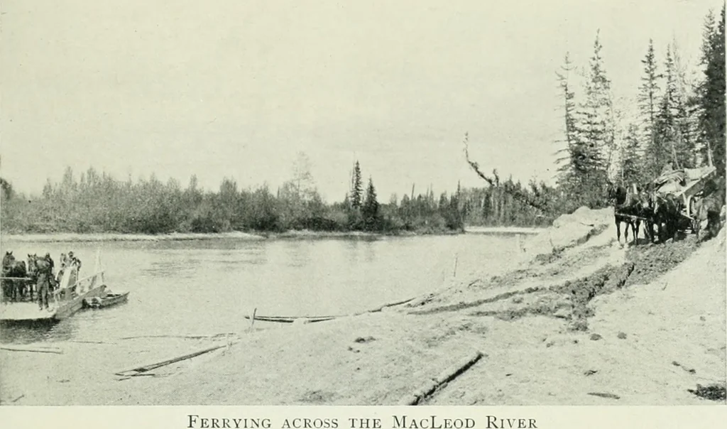 An illustration from The making of a great Canadian railway; the story of the search for and discovery of the search for and discovery of the route, and the constru ction of the nearly completed Grand trunk Pacific railway from the Atlantic to the Pacific, with some account of the hardships and stirring adventures of its constructors in unexplored country, 1912, leaf 166