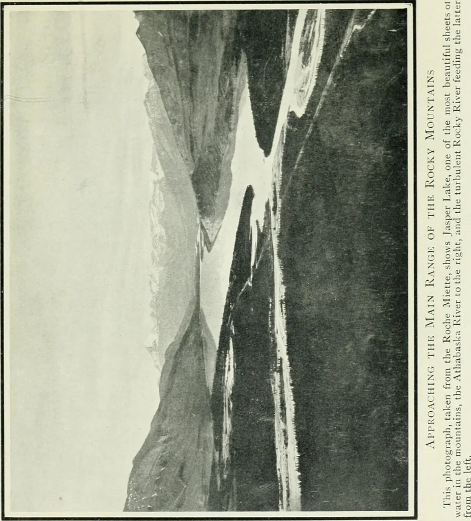 An illustration from The making of a great Canadian railway; the story of the search for and discovery of the search for and discovery of the route, and the constru ction of the nearly completed Grand trunk Pacific railway from the Atlantic to the Pacific, with some account of the hardships and stirring adventures of its constructors in unexplored country, 1912, leaf 230