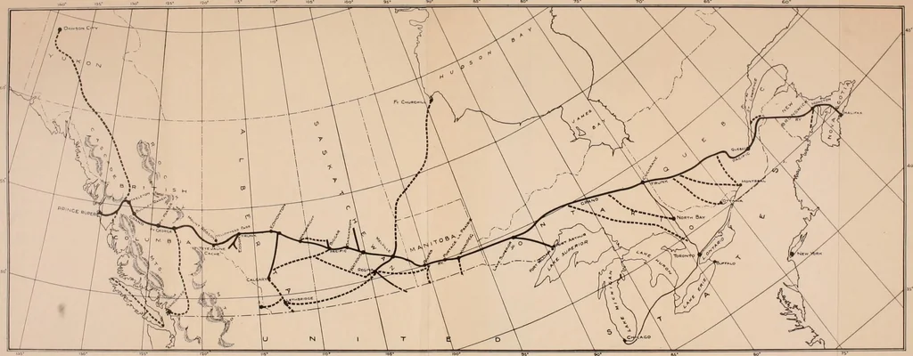 An illustration from The making of a great Canadian railway; the story of the search for and discovery of the search for and discovery of the route, and the constru ction of the nearly completed Grand trunk Pacific railway from the Atlantic to the Pacific, with some account of the hardships and stirring adventures of its constructors in unexplored country, 1912, leaf 421