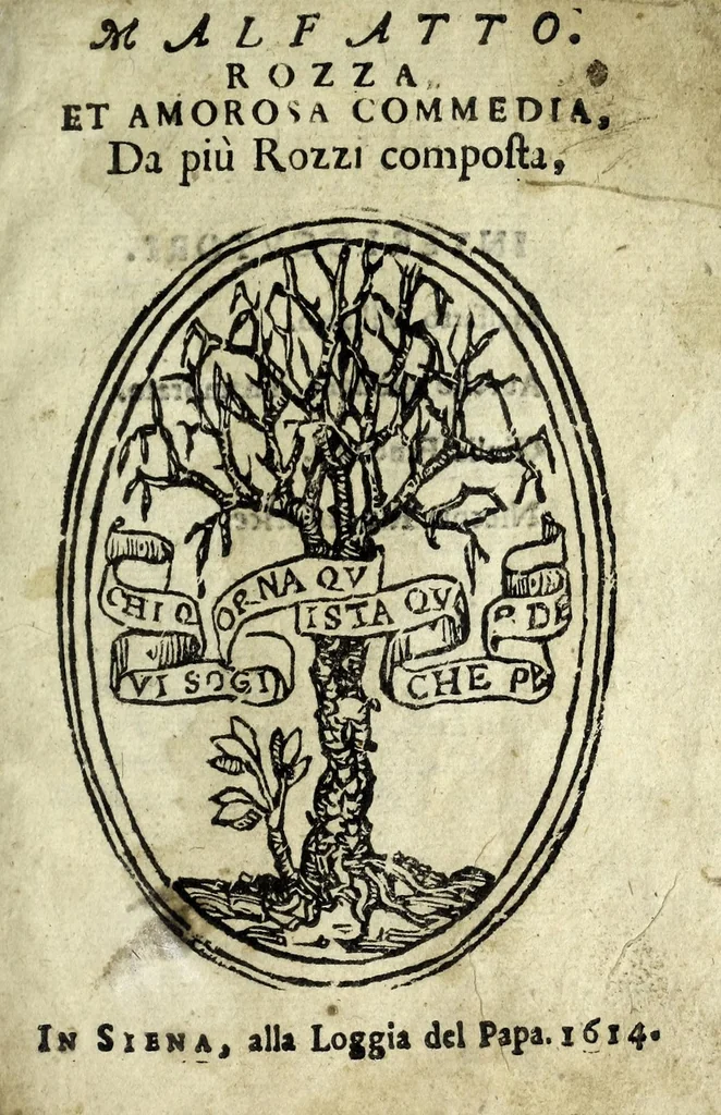 An illustration from Malfatto : Rozza et amorosa : commedia, 1614, leaf 5