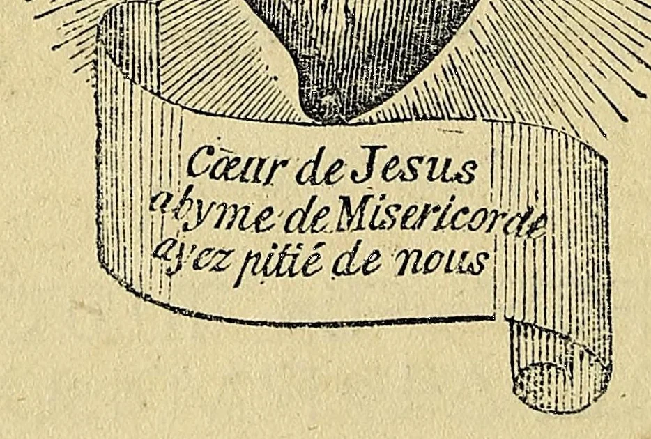 An illustration from [Maltese cross] Catechisme, recueil de prieres et de cantiques à l'usage des sauvages d'Albany, (Baie-d'Hudson.) ... [3 lines in Cree; oblate seal], 1854, leaf 18