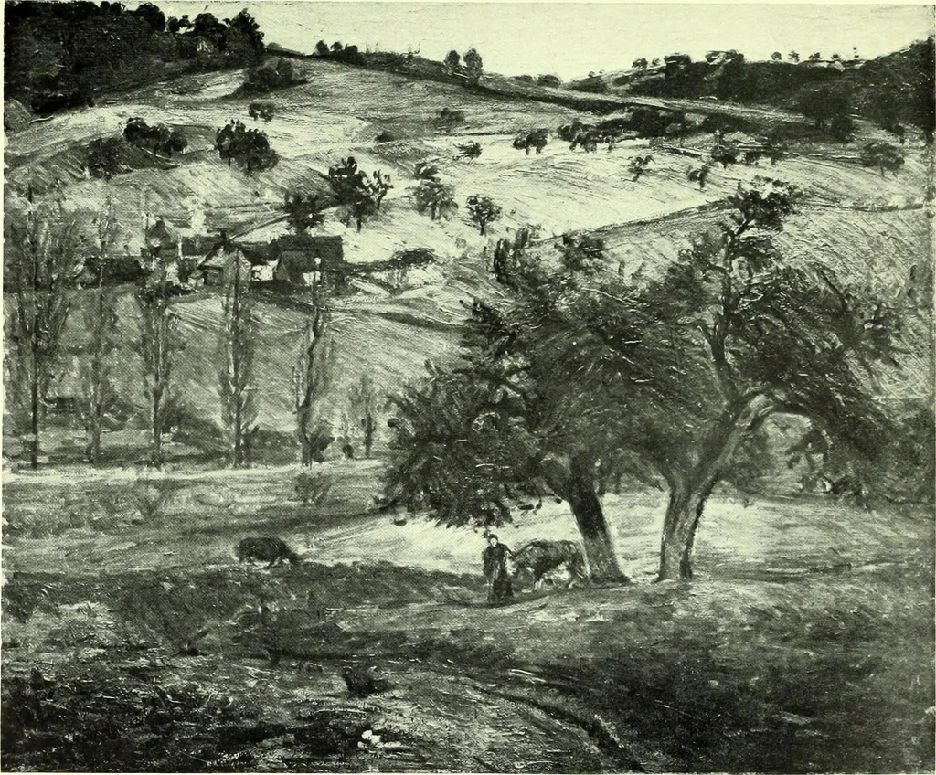 An illustration from Manet and the French impressionists: Pissarro--Claude Monet--Sisley--Renoir--Berthe Morisot--Cézanne--Guillaumin, 1910, leaf 266