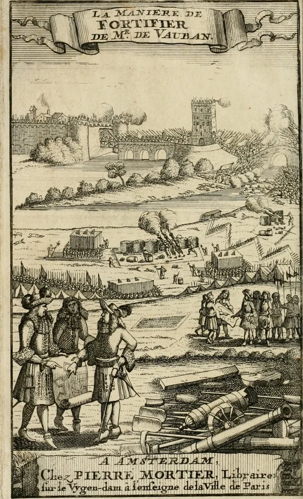 An illustration from Maniere de fortifier de Mr. de Vauban : où l'on voit de quelle méthode on se sert aujourd'hui en France, pour la fortification des places tant régulieres qu'irréguliers : en quoi cette méthode differe des autres, &c. : avec un traité de geometrie qu'on a mis à la tête, pour avoir une parfaite intelligence des fortifications, 1689, leaf 3