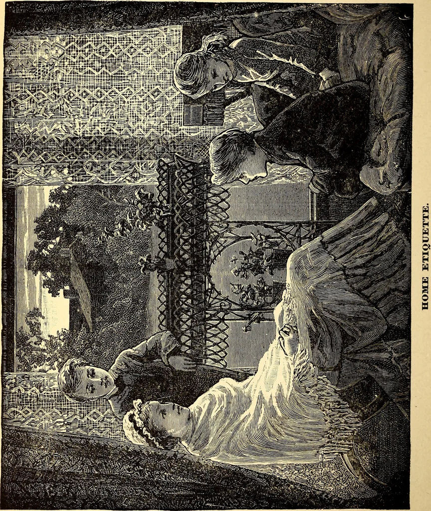 An illustration from Manners, culture and dress of the best American society, including social, commercial and legal forms, letter writing, invitations, &c., also valuable suggestions on self culture and home training, 1893, leaf 263