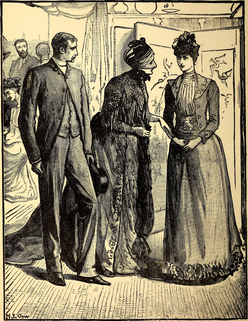 An illustration from Manners, culture and dress of the best American society, including social, commercial and legal forms, letter writing, invitations, &c., also valuable suggestions on self culture and home training, 1893, leaf 39