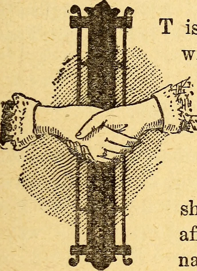 An illustration from Manners, culture and dress of the best American society, including social, commercial and legal forms, letter writing, invitations, &c., also valuable suggestions on self culture and home training, 1893, leaf 50