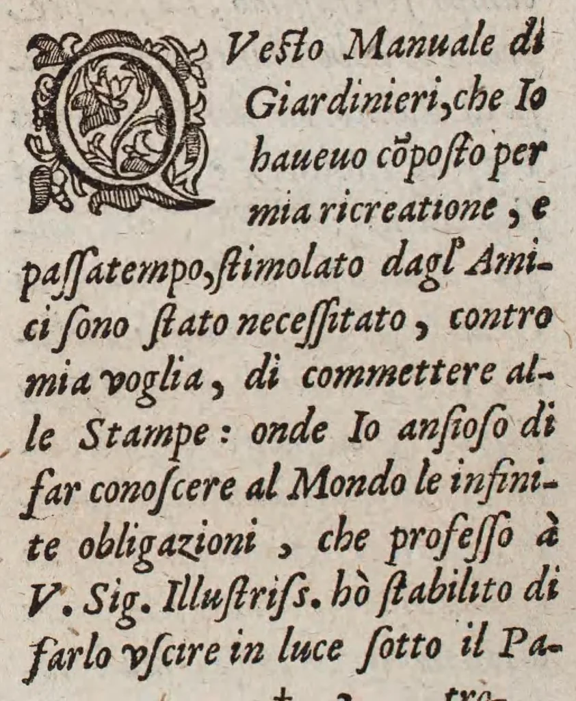 An illustration from Manuale di giardinieri : diuiso in tre libri ..., 1649, leaf 4