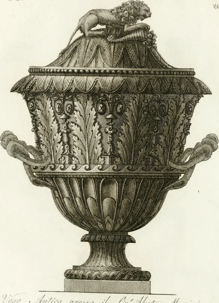 An illustration from Manuale di varj ornamenti componenti la serie de' vasj antichi : si' di marmo che di bronzo esistenti in Roma e fuori, 1821, leaf 100