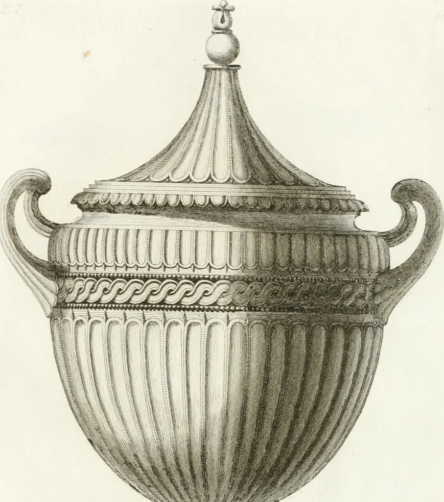 An illustration from Manuale di varj ornamenti componenti la serie de' vasj antichi : si' di marmo che di bronzo esistenti in Roma e fuori, 1821, leaf 104