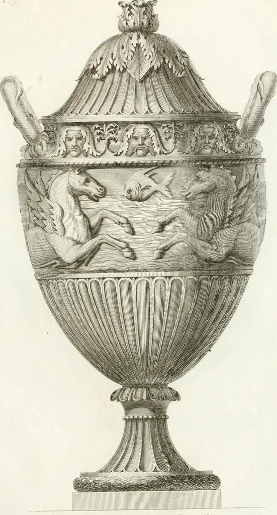An illustration from Manuale di varj ornamenti componenti la serie de' vasj antichi : si' di marmo che di bronzo esistenti in Roma e fuori, 1821, leaf 122