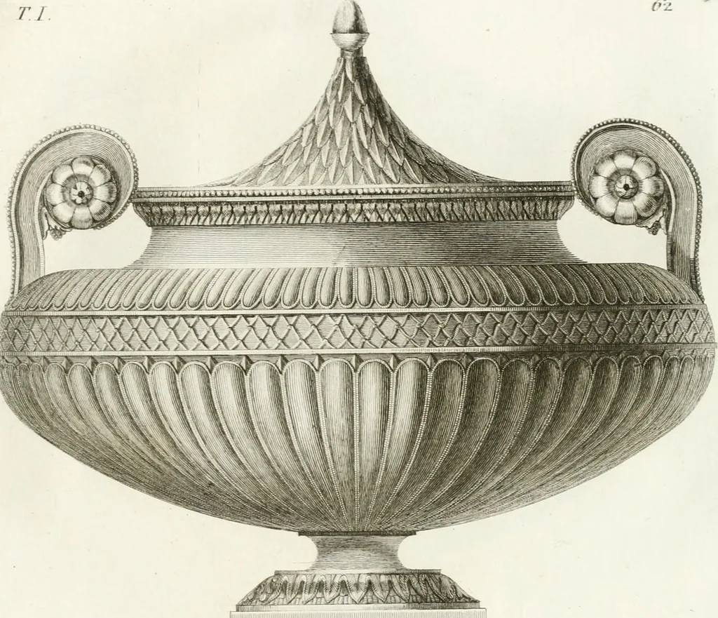 An illustration from Manuale di varj ornamenti componenti la serie de' vasj antichi : si' di marmo che di bronzo esistenti in Roma e fuori, 1821, leaf 166