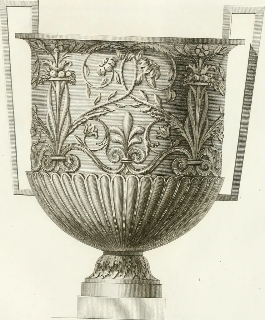 An illustration from Manuale di varj ornamenti componenti la serie de' vasj antichi : si' di marmo che di bronzo esistenti in Roma e fuori, 1821, leaf 58