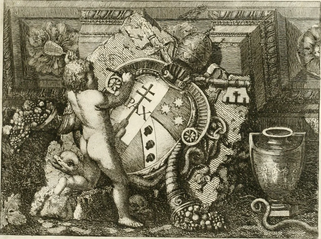 An illustration from Manuale di varj ornamenti componenti la serie de' vasj antichi : si' di marmo che di bronzo esistenti in Roma e fuori, 1821, leaf 6