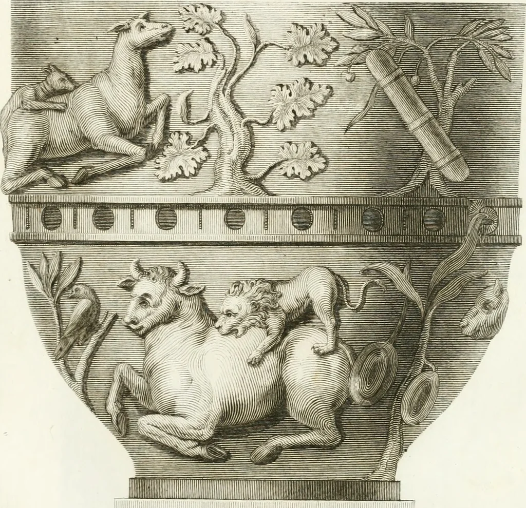 An illustration from Manuale di varj ornamenti componenti la serie de' vasj antichi : si' di marmo che di bronzo esistenti in Roma e fuori, 1821, leaf 72