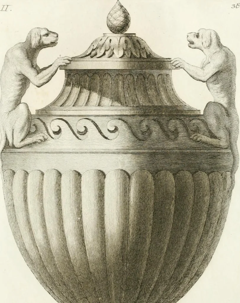 An illustration from Manuale di varj ornamenti componenti la serie de' vasj antichi : si' di marmo che di bronzo esistenti in Roma e fuori, 1821, leaf 102