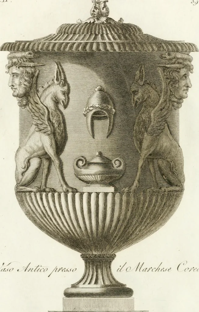 An illustration from Manuale di varj ornamenti componenti la serie de' vasj antichi : si' di marmo che di bronzo esistenti in Roma e fuori, 1821, leaf 104
