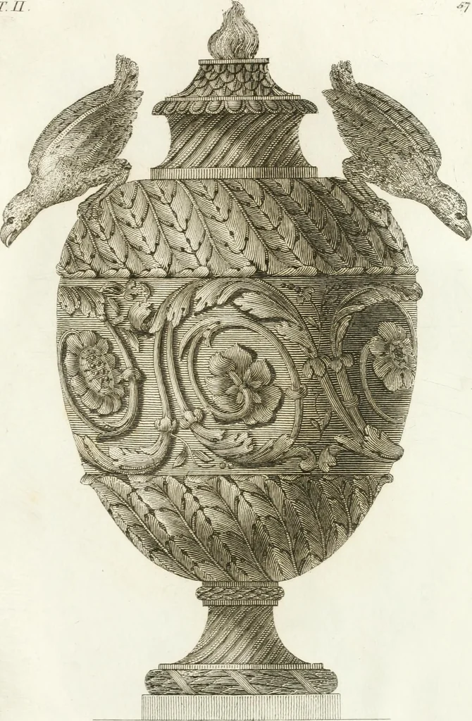 An illustration from Manuale di varj ornamenti componenti la serie de' vasj antichi : si' di marmo che di bronzo esistenti in Roma e fuori, 1821, leaf 140