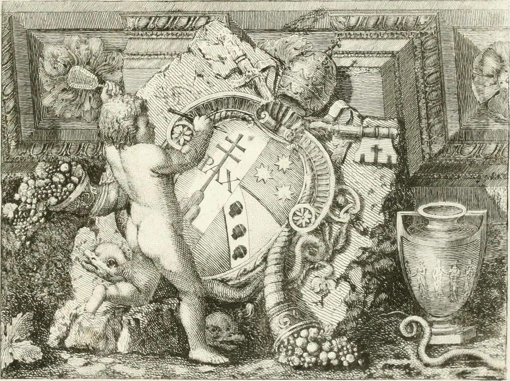 An illustration from Manuale di varj ornamenti componenti la serie de' vasj antichi : si' di marmo che di bronzo esistenti in Roma e fuori, 1821, leaf 6