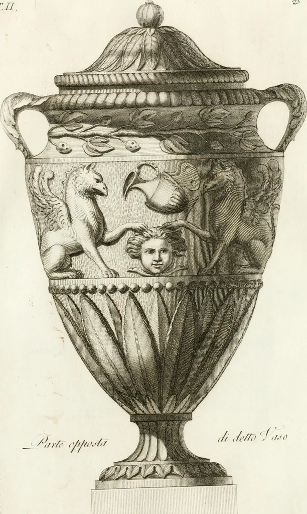 An illustration from Manuale di varj ornamenti componenti la serie de' vasj antichi : si' di marmo che di bronzo esistenti in Roma e fuori, 1821, leaf 72