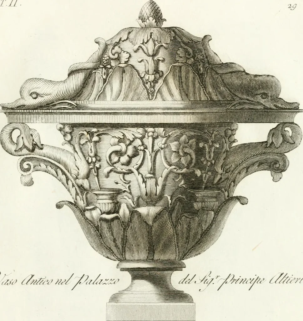 An illustration from Manuale di varj ornamenti componenti la serie de' vasj antichi : si' di marmo che di bronzo esistenti in Roma e fuori, 1821, leaf 84