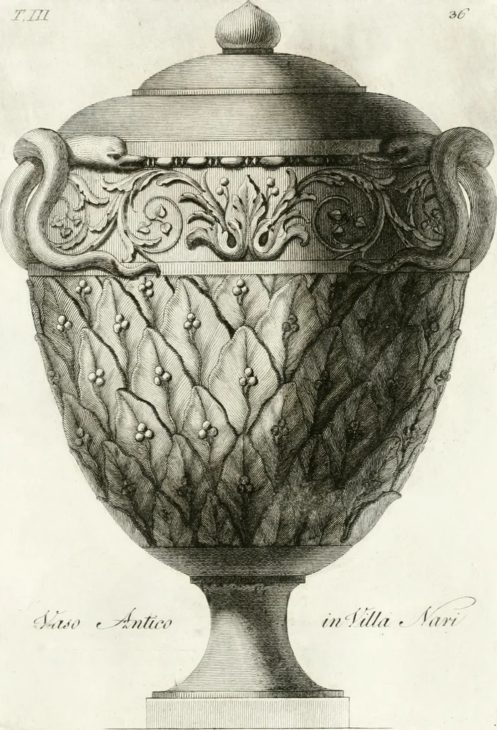 An illustration from Manuale di varj ornamenti componenti la serie de' vasj antichi : si' di marmo che di bronzo esistenti in Roma e fuori, 1821, leaf 104