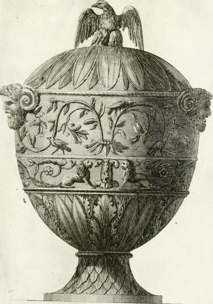 An illustration from Manuale di varj ornamenti componenti la serie de' vasj antichi : si' di marmo che di bronzo esistenti in Roma e fuori, 1821, leaf 108