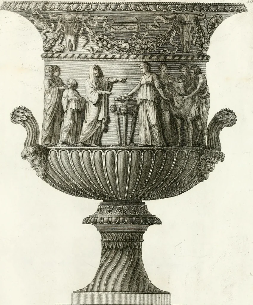 An illustration from Manuale di varj ornamenti componenti la serie de' vasj antichi : si' di marmo che di bronzo esistenti in Roma e fuori, 1821, leaf 130