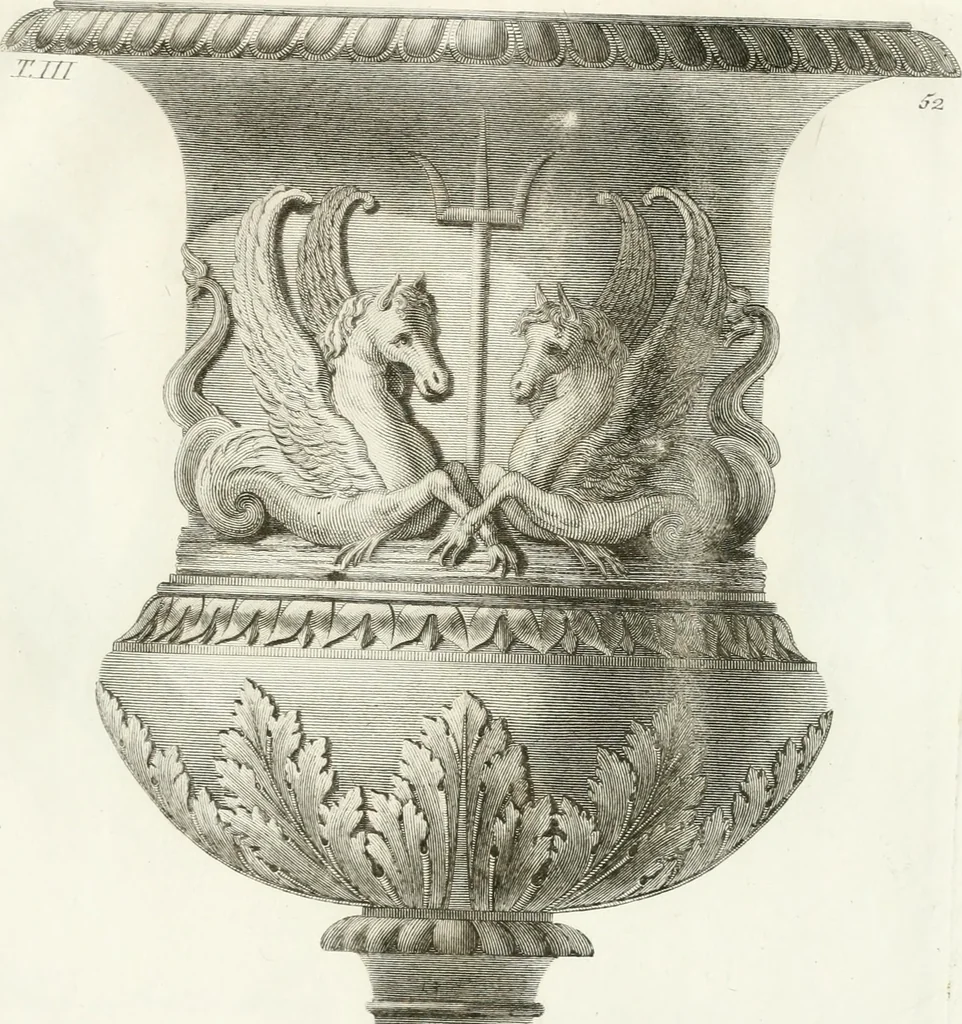 An illustration from Manuale di varj ornamenti componenti la serie de' vasj antichi : si' di marmo che di bronzo esistenti in Roma e fuori, 1821, leaf 136