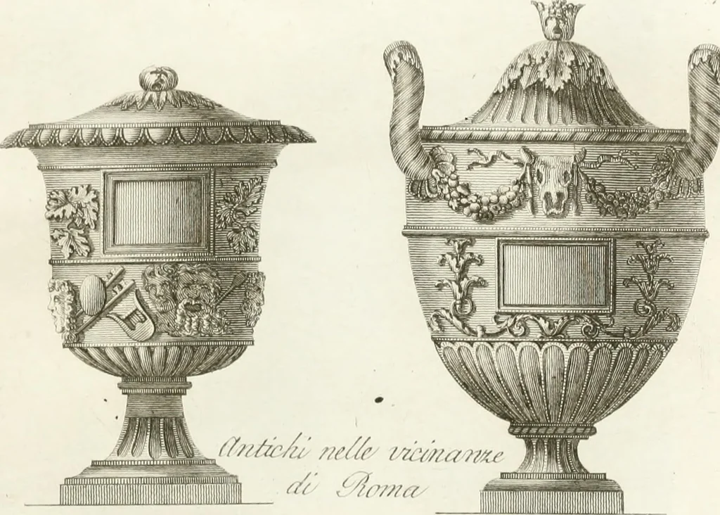 An illustration from Manuale di varj ornamenti componenti la serie de' vasj antichi : si' di marmo che di bronzo esistenti in Roma e fuori, 1821, leaf 34