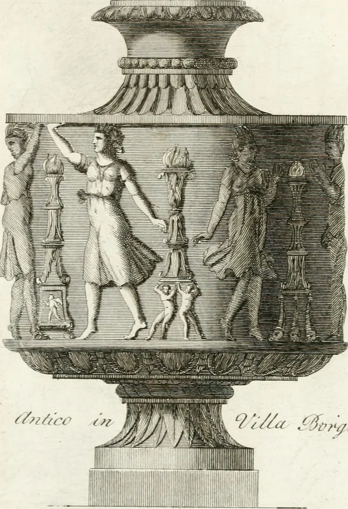 An illustration from Manuale di varj ornamenti componenti la serie de' vasj antichi : si' di marmo che di bronzo esistenti in Roma e fuori, 1821, leaf 60