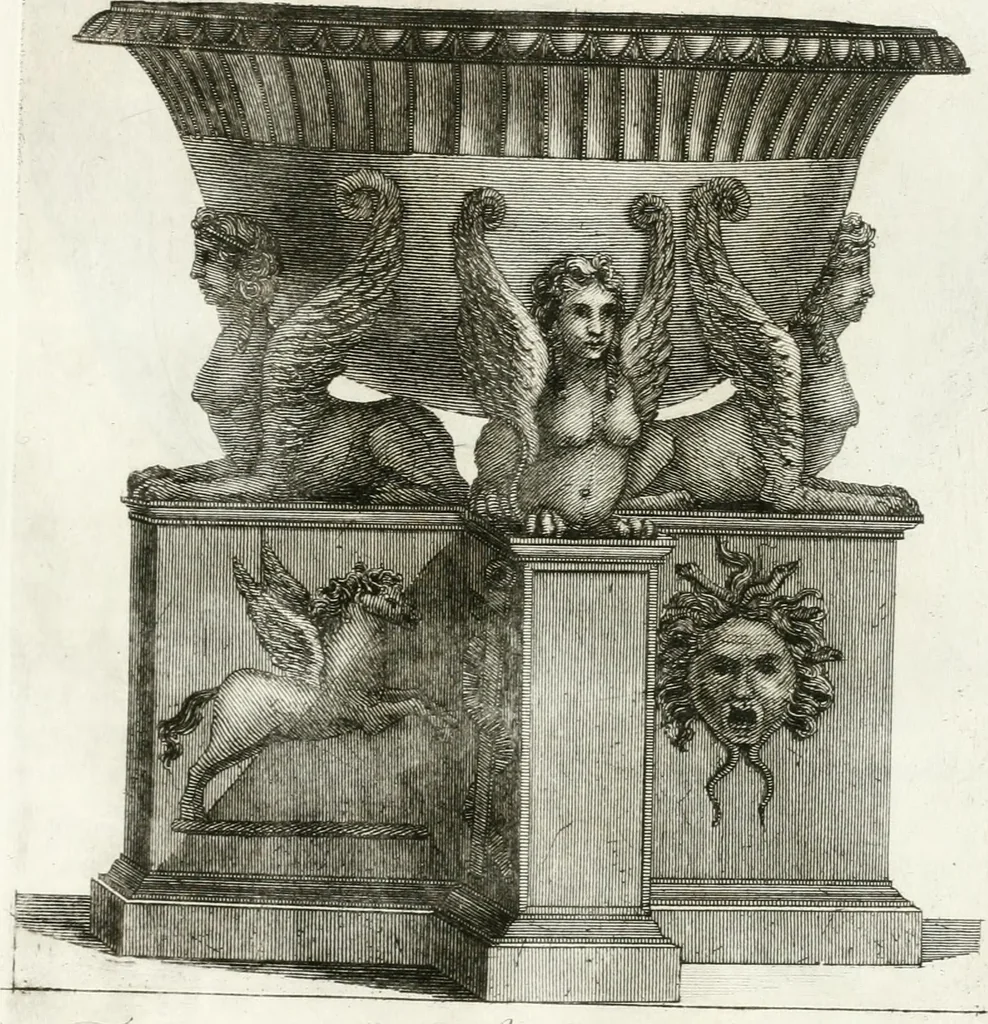 An illustration from Manuale di varj ornamenti componenti la serie de' vasj antichi : si' di marmo che di bronzo esistenti in Roma e fuori, 1821, leaf 78