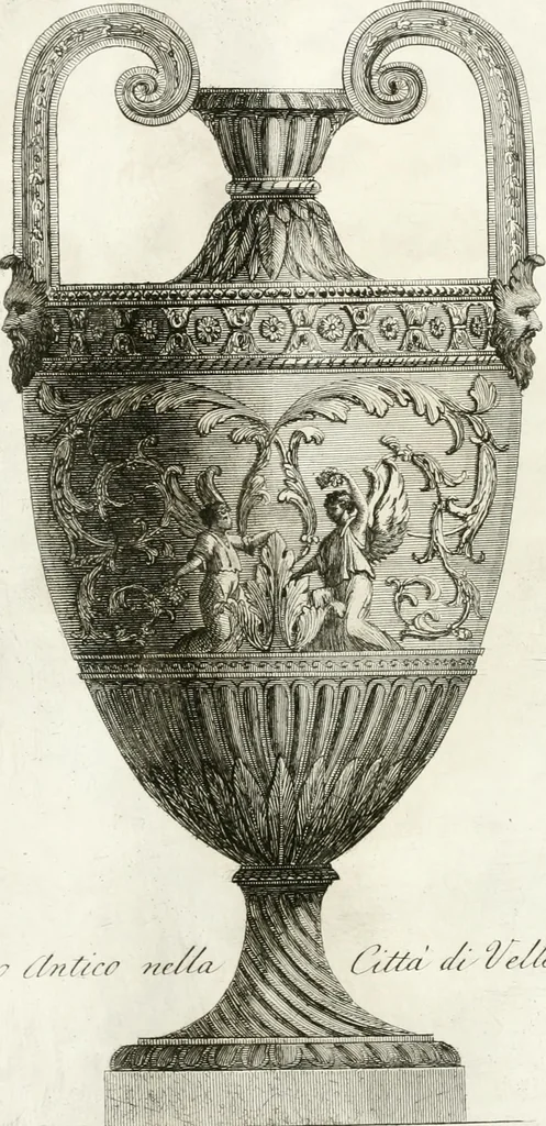 An illustration from Manuale di varj ornamenti componenti la serie de' vasj antichi : si' di marmo che di bronzo esistenti in Roma e fuori, 1821, leaf 92