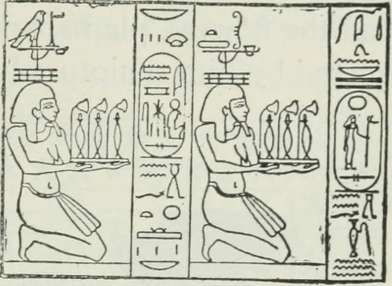 An illustration from Manual of Egyptian archæology and guide to the study of antiquities in Egypt. For the use of students and travellers, 1914, leaf 136